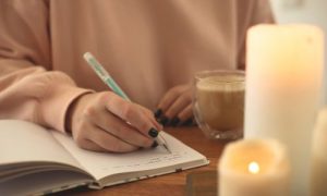 journalling, coffee, notepad
